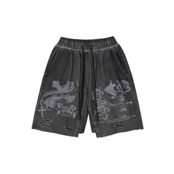 Skull Rose Print Shorts