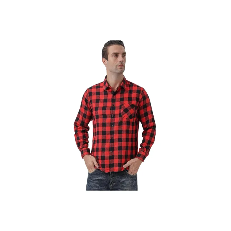 Casual Plaid Cotton Blended Fabric Shirt-1