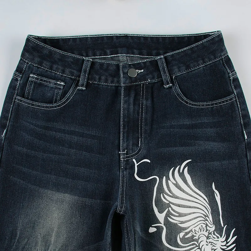 Fashionable Loose Straight Leg Jeans-3