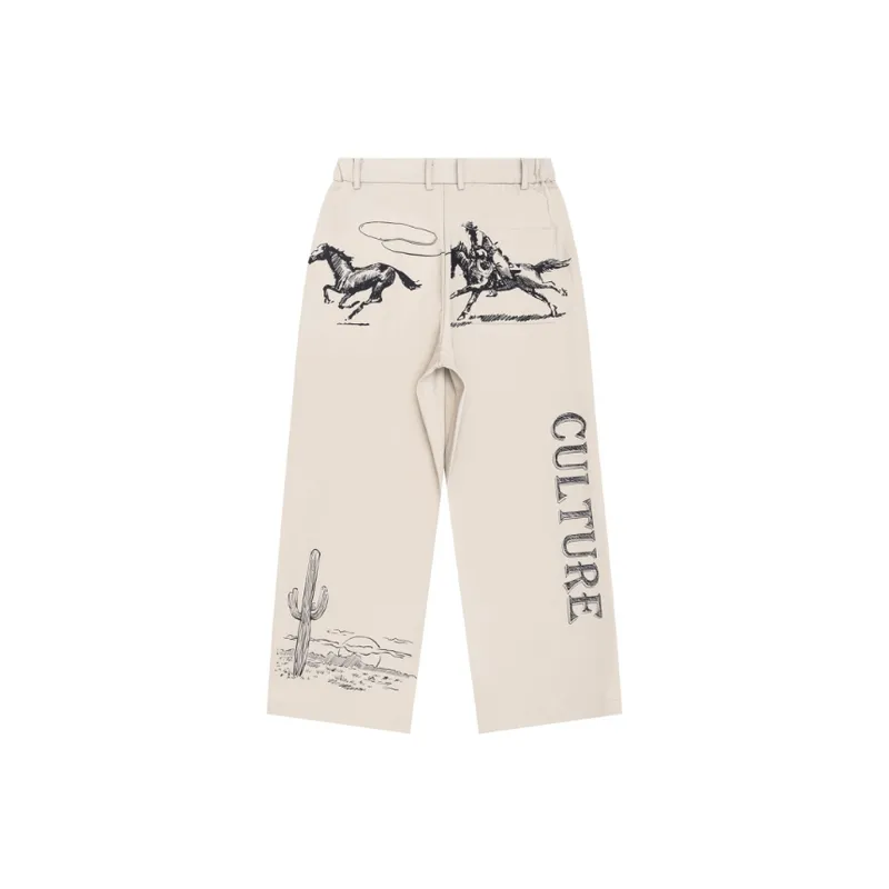 Retro Straight Hand Painted Casual Pants-3