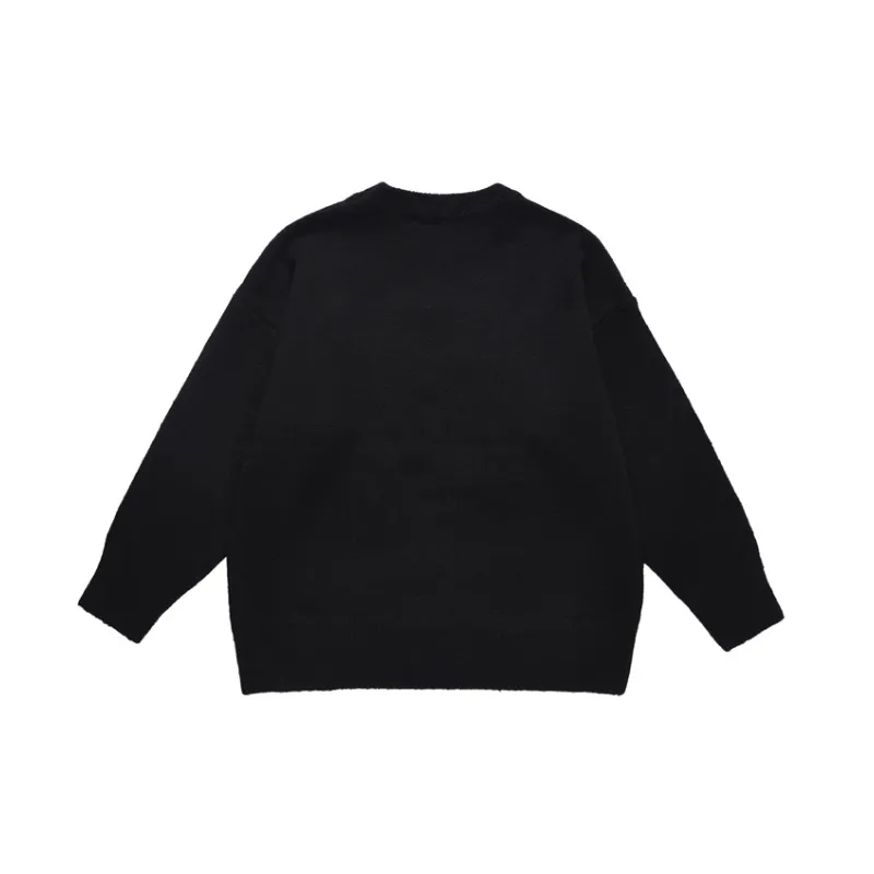 Retro Plush Letter Crewneck Loose Lazy Style Sweater-5
