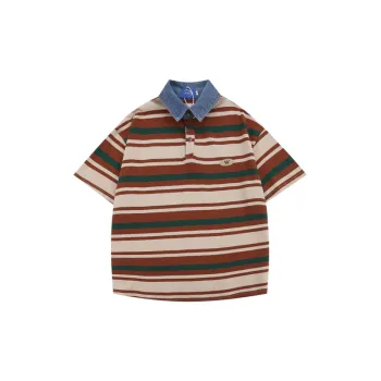 Retro Striped Short sleeved T shirt