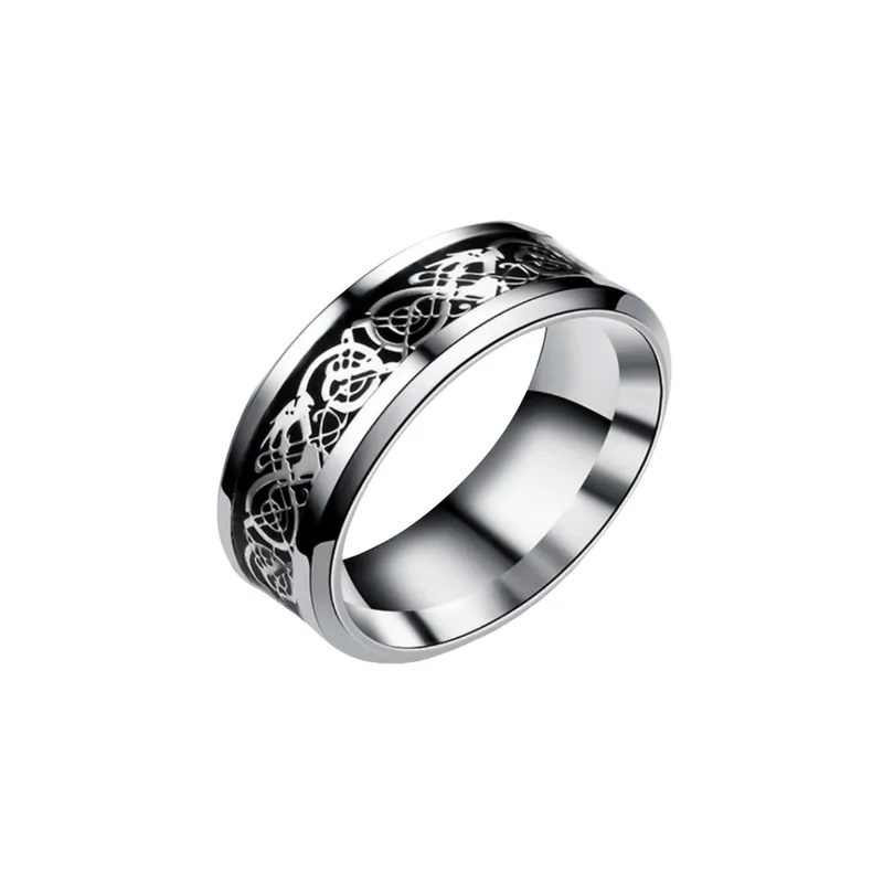 Titanium Steel Dragon Pattern Ring-10