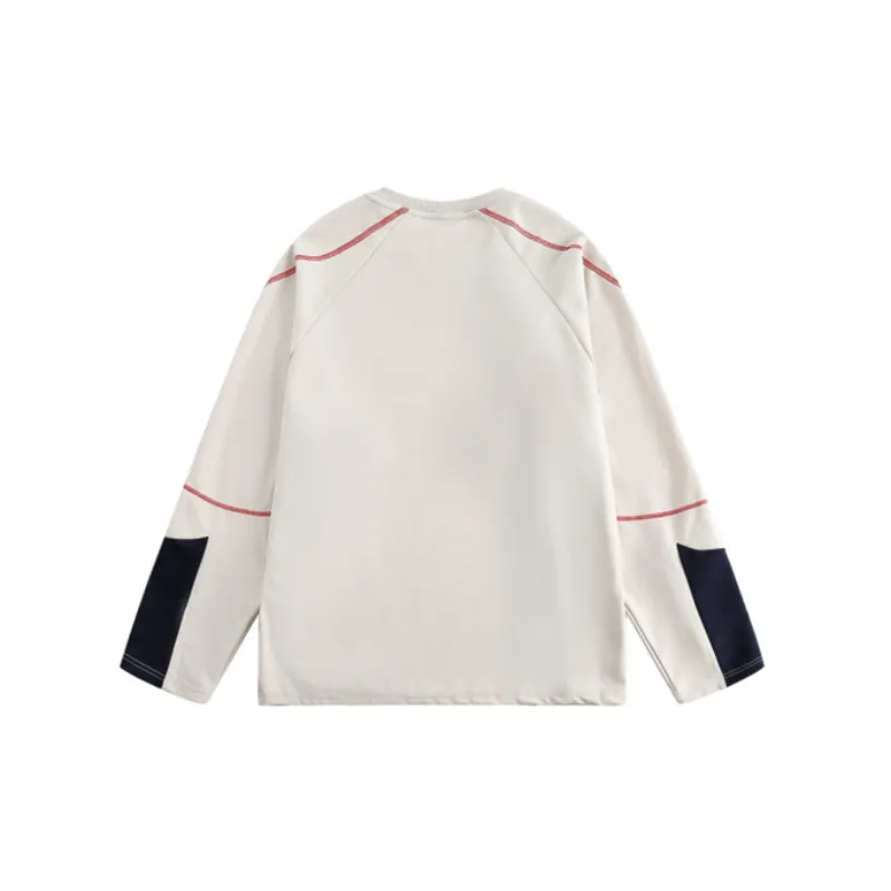 Retro Hasselblad Line Contrast Color Stitching Sports Pullover Sweatshirt-1