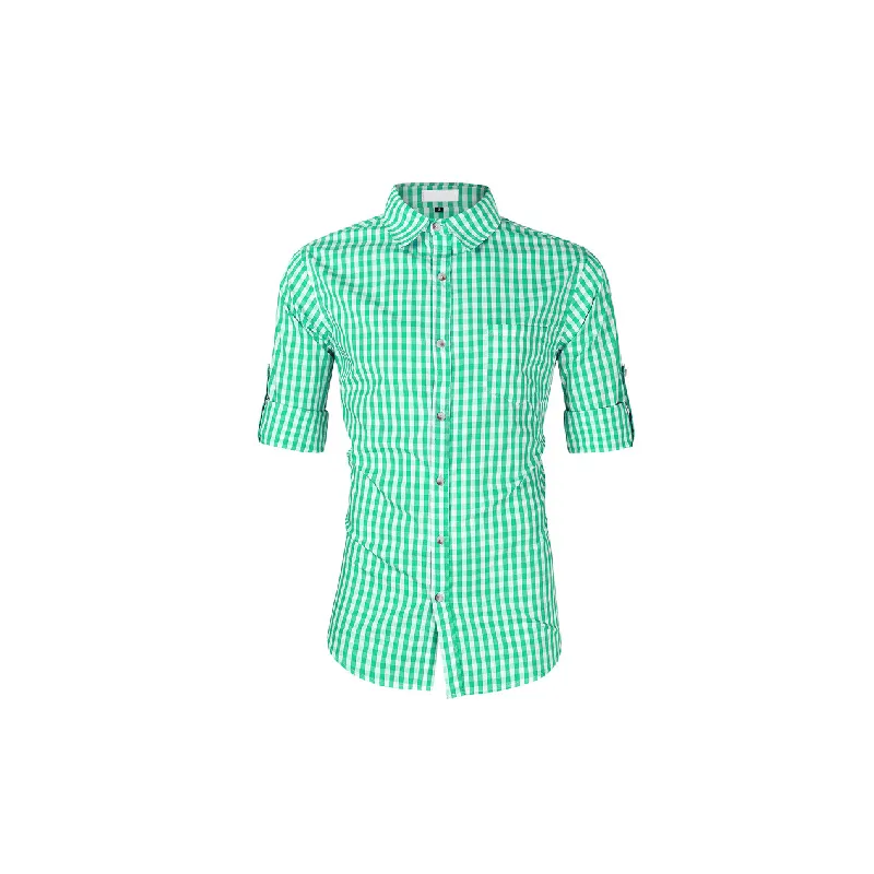 Fashionable Long Sleeved Plaid Cotton Shirt-1
