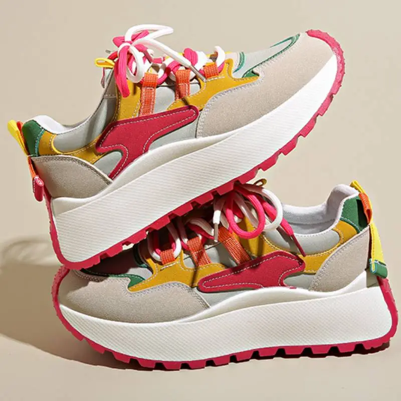 Sporty Contrast Color Chunky Sneakers-4