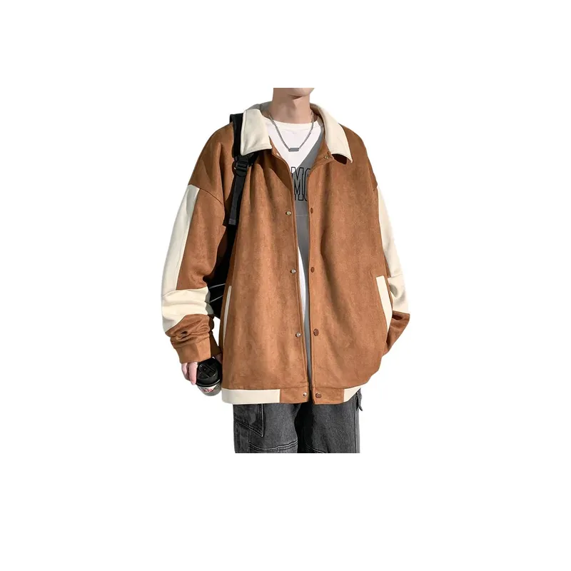 Suede Loose Casual Baseball Jacket-10