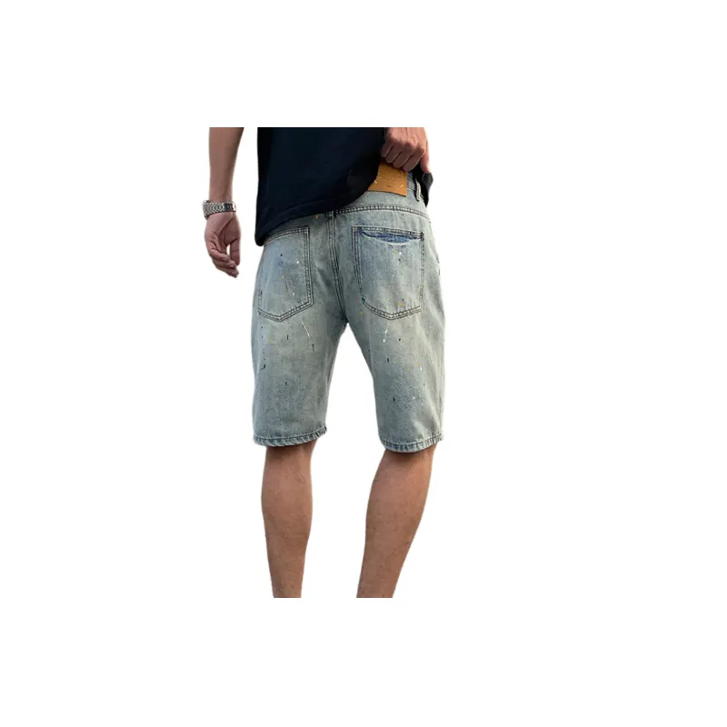 Casual Straight Leg Denim Shorts-1