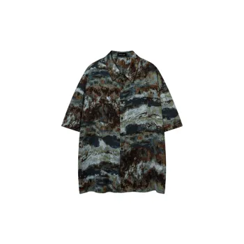 Retro Short Sleeve Camouflage Full Print Shirt