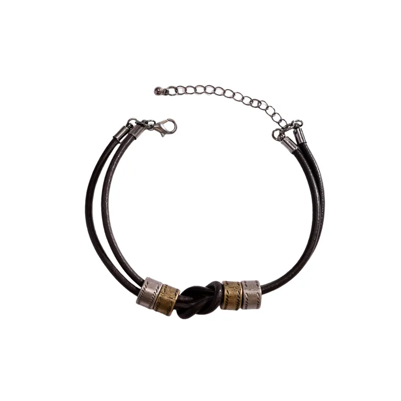 Leather Retro Ring Bracele-0