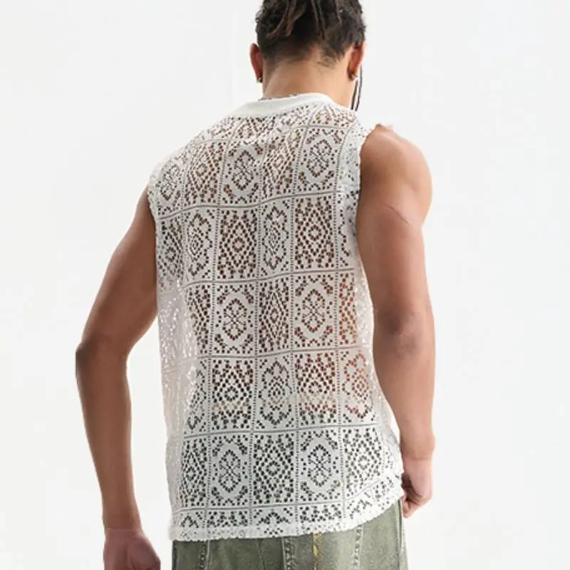 Casual Hollow Out Polyester Vest-2