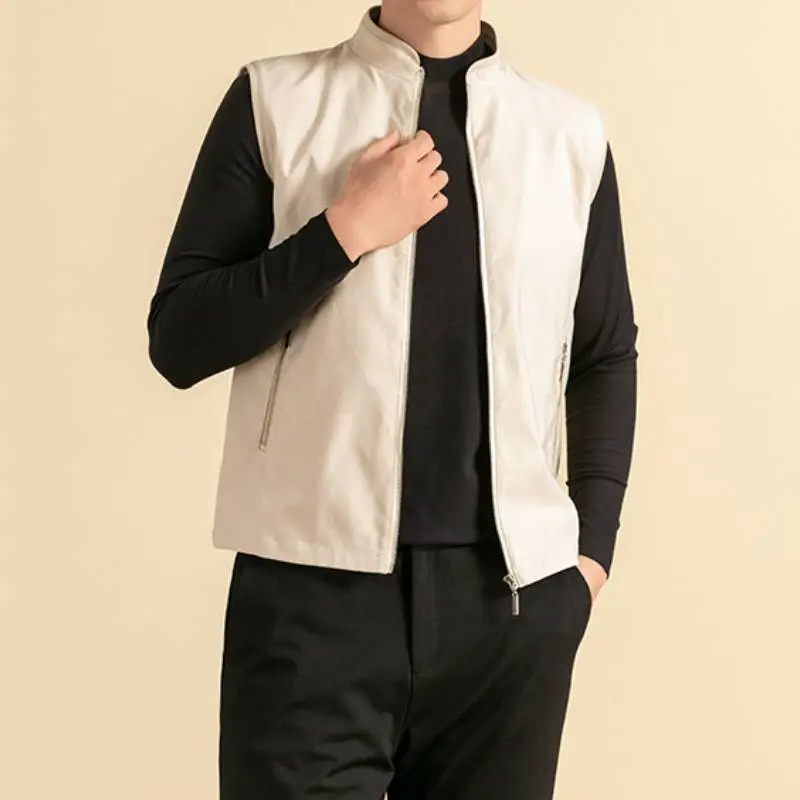 Simple Loose Blended Synthetic Fabrics Vest-1