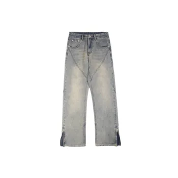 Washed Micro La Vibe High Street Zipper Straight Leg Jeans