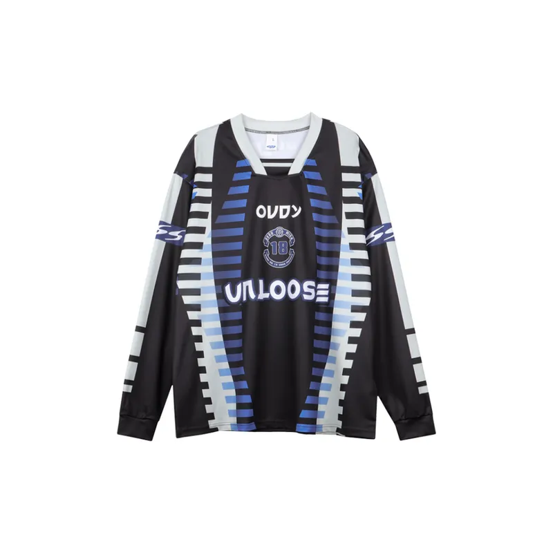 Racing Style Long Sleeve Combed Cotton Loose Letter Creative Retro Trendy T Shirt-0