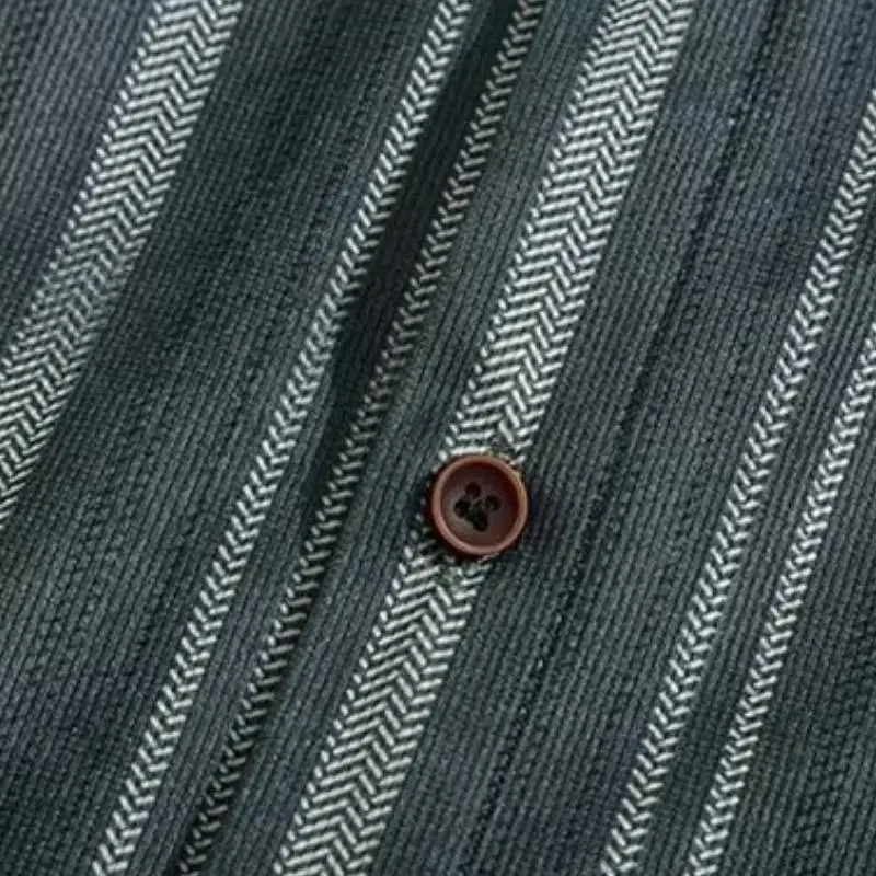 Retro Striped Cotton Blended Fabric Shirt-4