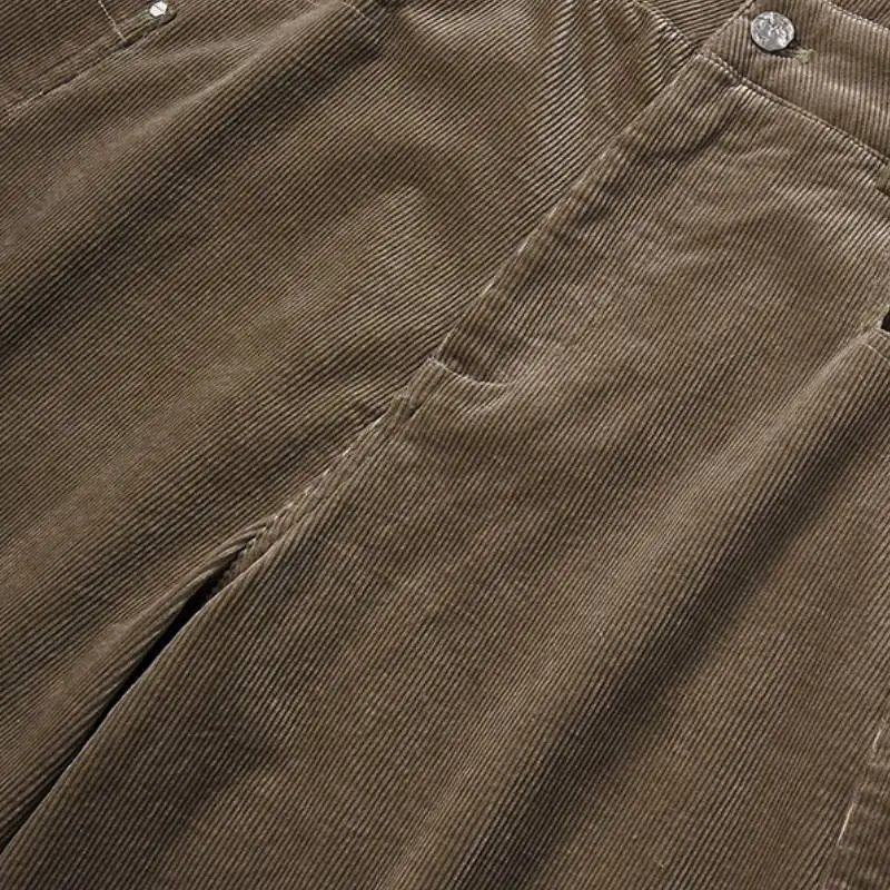 Retro Plain Corduroy Casual Pants-2