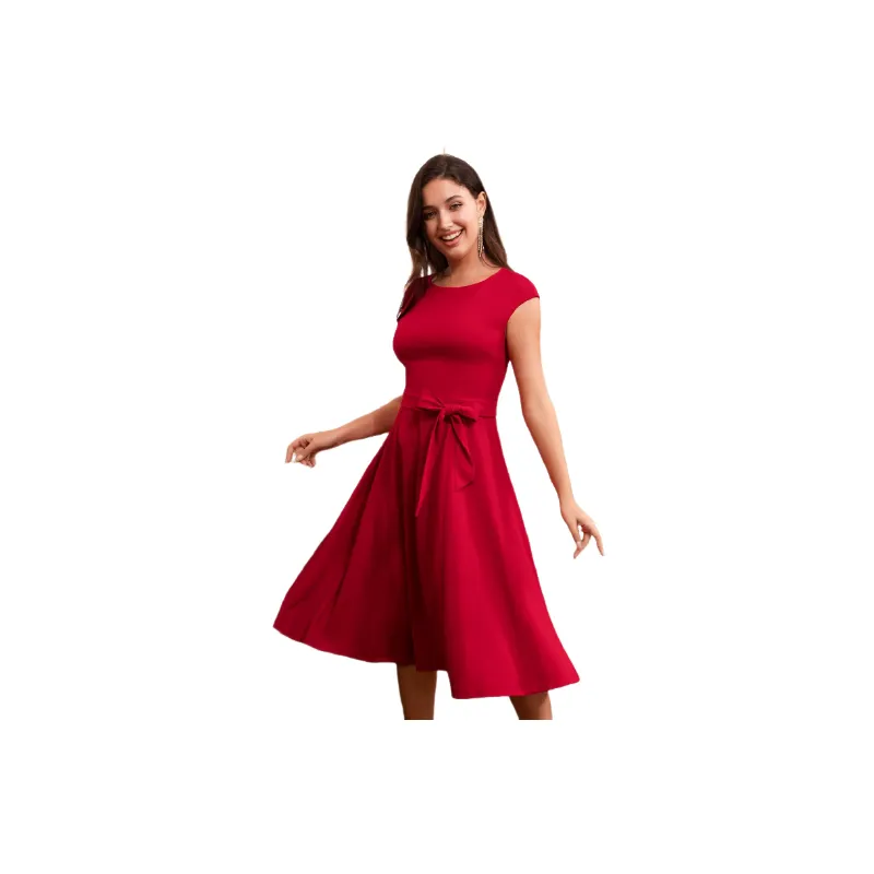 Fashionable Plain Polyester Dress Women-2