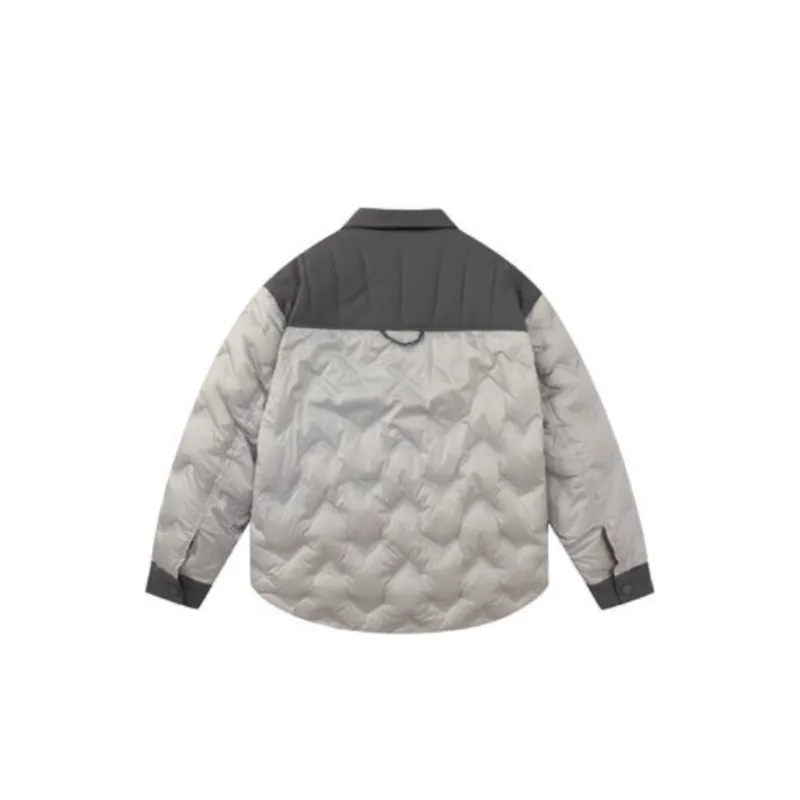 Solid Color Single breasted Lapel Down Jacket-4