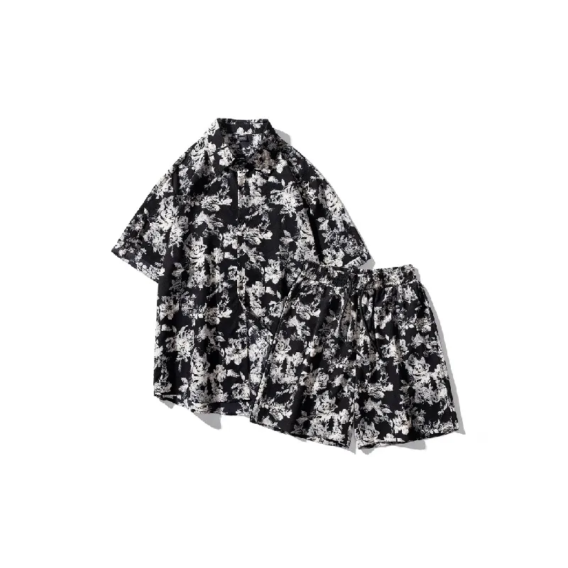 Casual Loose Blended Synthetic Fabrics Shirt Suit-3
