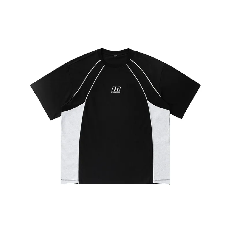 Contrast Color Sporty 100% Cotton T Shirt-0