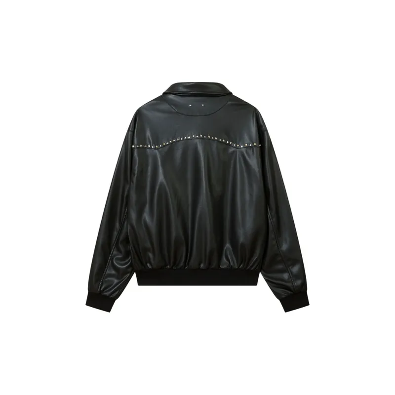 New Style Vintage Decorative PU Leather Jacket-1
