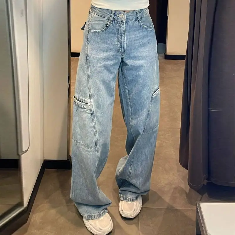 Casual Loose Straight Leg Jeans Women-1