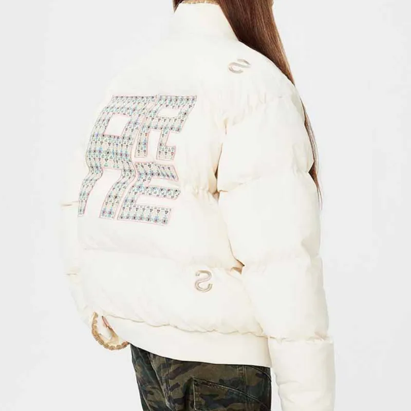 Simple Letter Plaid Quilted Jacket-3