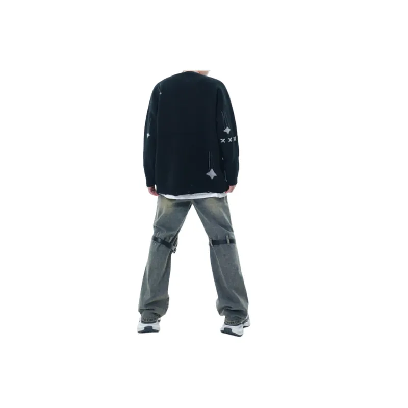 Meteor Falling Loose Crewneck Knitted Sweater-4