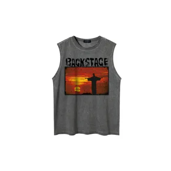 Retro Sunset Dusk Print Sleeveless Vest