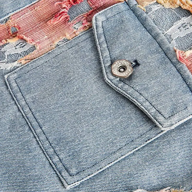 Ripped Loose Denim Jacket-3