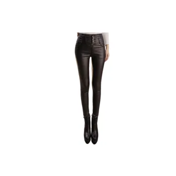 Basics Warm Polyester Leather Pants Women