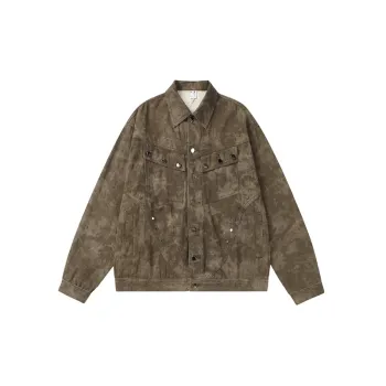 High Street Retro Old Stud Camouflage Denim Jacket