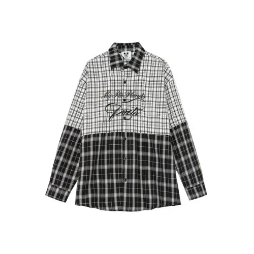 Plaid Stitching Printed Long Sleeve Shirt