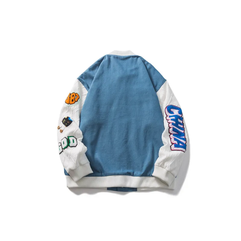 Patchwork Denim Baseball Jacket-1