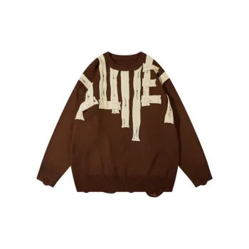 Retro Letter Loose Yarn Sweater