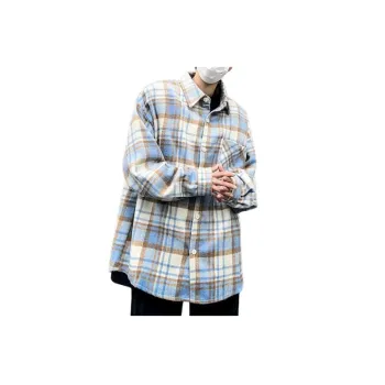 Woolen Plaid Long Sleeved Shirt
