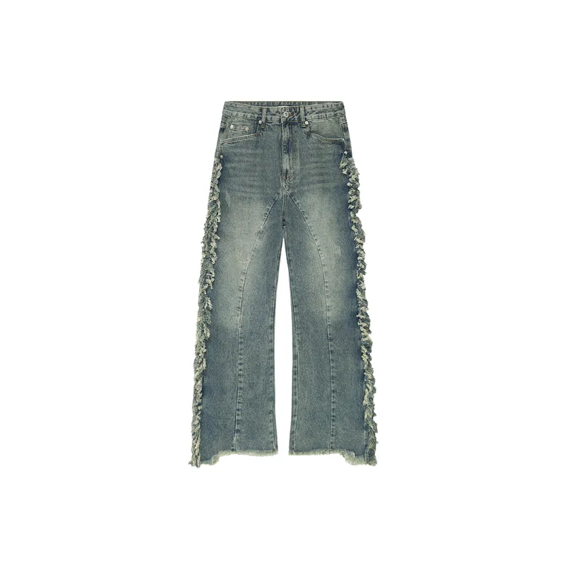 High Street Vibe Rough Stitching Jeans