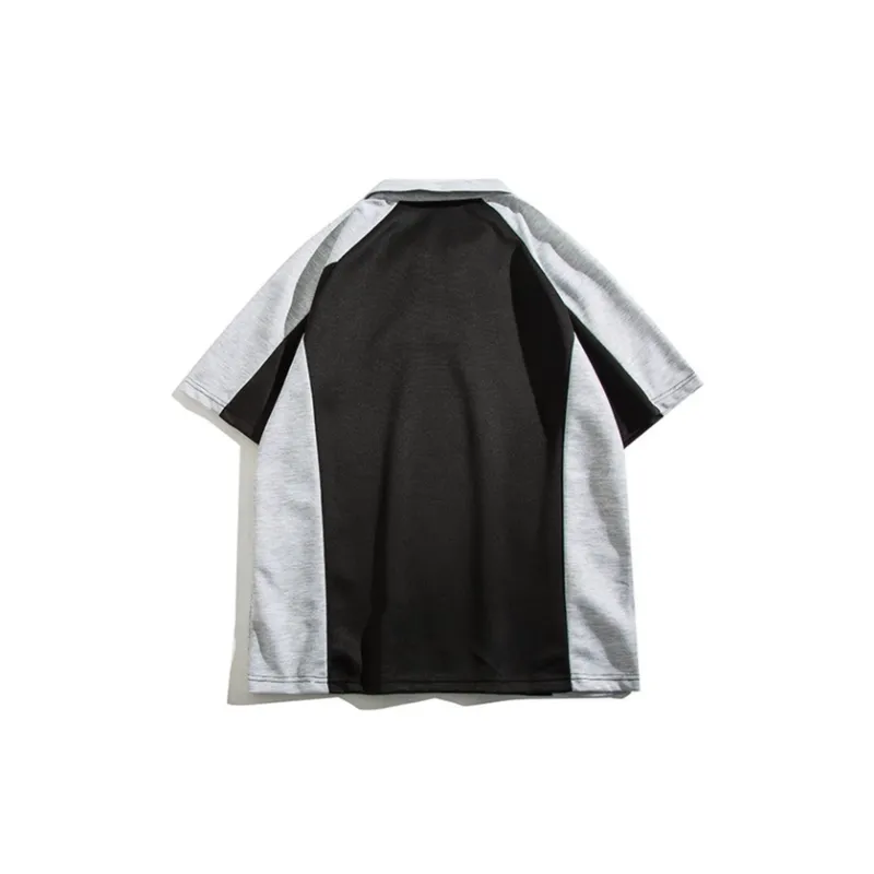 Contrast Color Stitching Polo Shirt-1