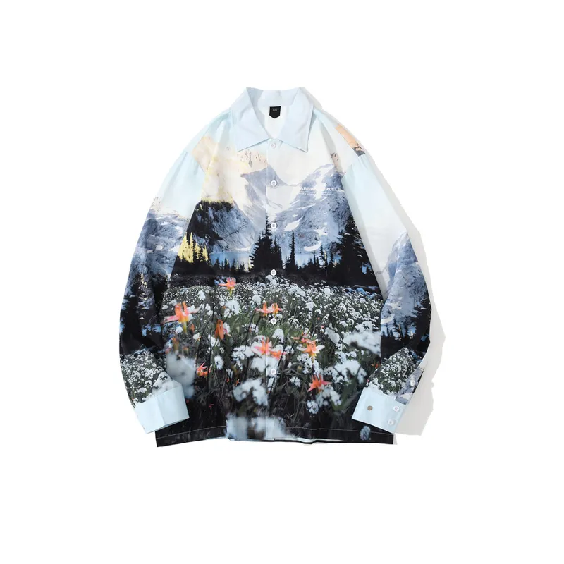 Vintage Retro Floral Shirt Baroque Court Fresh Style