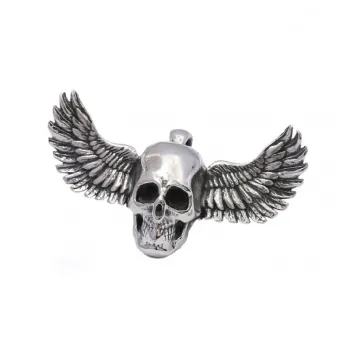 Stainless Steel Domineering Wings Skull Necklace