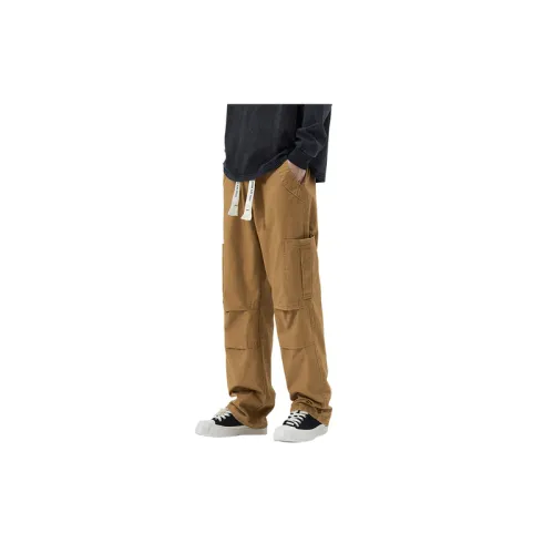 Loose Paratrooper Pleated Casual Straight Pants