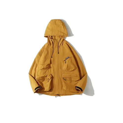 Youth Loose Solid Color Outdoor Waterproof Multi-Pocket Jacket