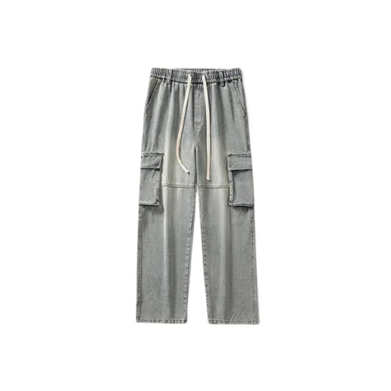 Fashionable Loose Denim Cargo Pants-3