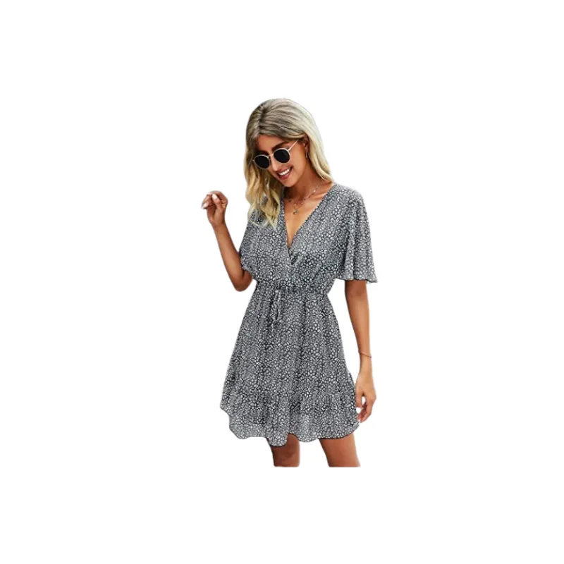 Casual Floral Polyester Dress Women-0