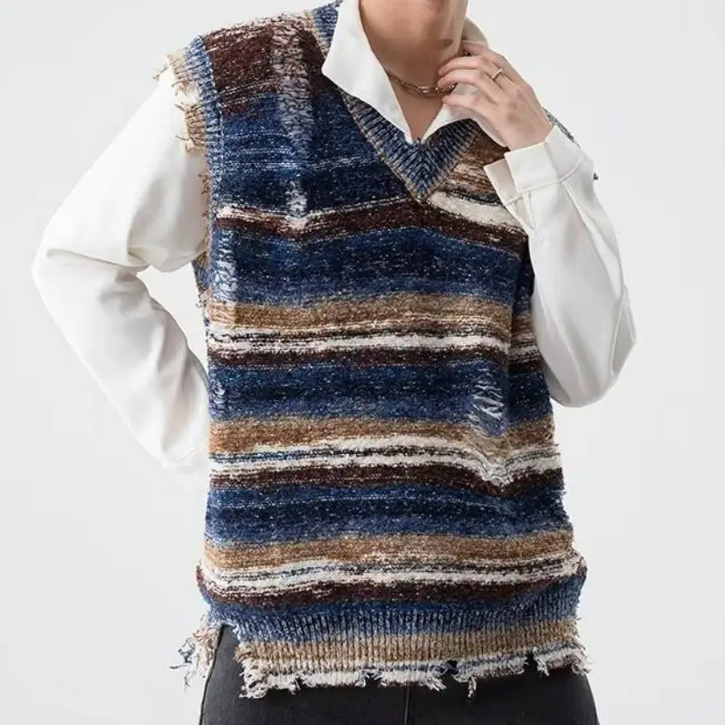 Retro Loose Cotton Blended Fabric Vest-8