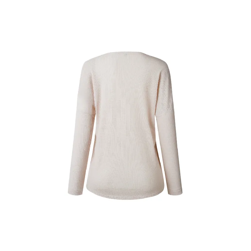 Fashionable Plain Knitted Fabric T Shirt Women-5