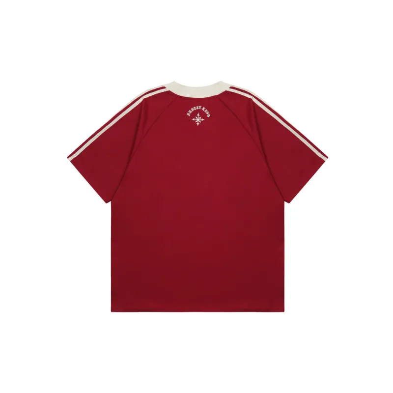 Casual Contrast Color 100% Cotton T Shirt-3