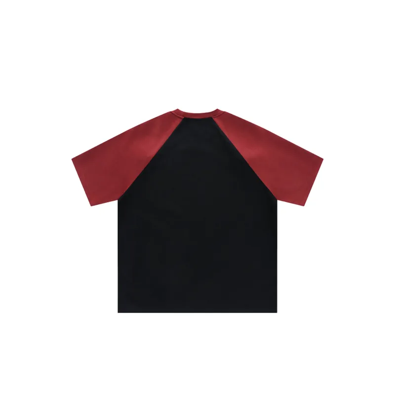 Retro Loose Trendy Stitching Short Sleeved T Shirt-3