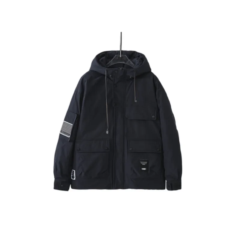 Windproof Fleece Lined Stand Collar Down Jacket-4