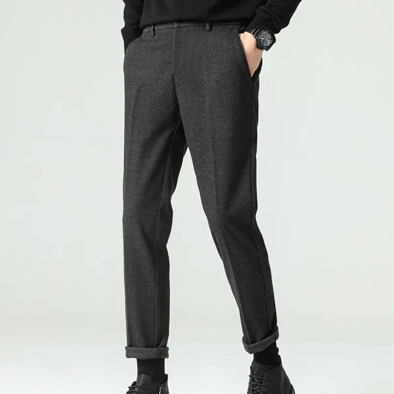 Casual Business Woolen Fabric Suit Trousers-3